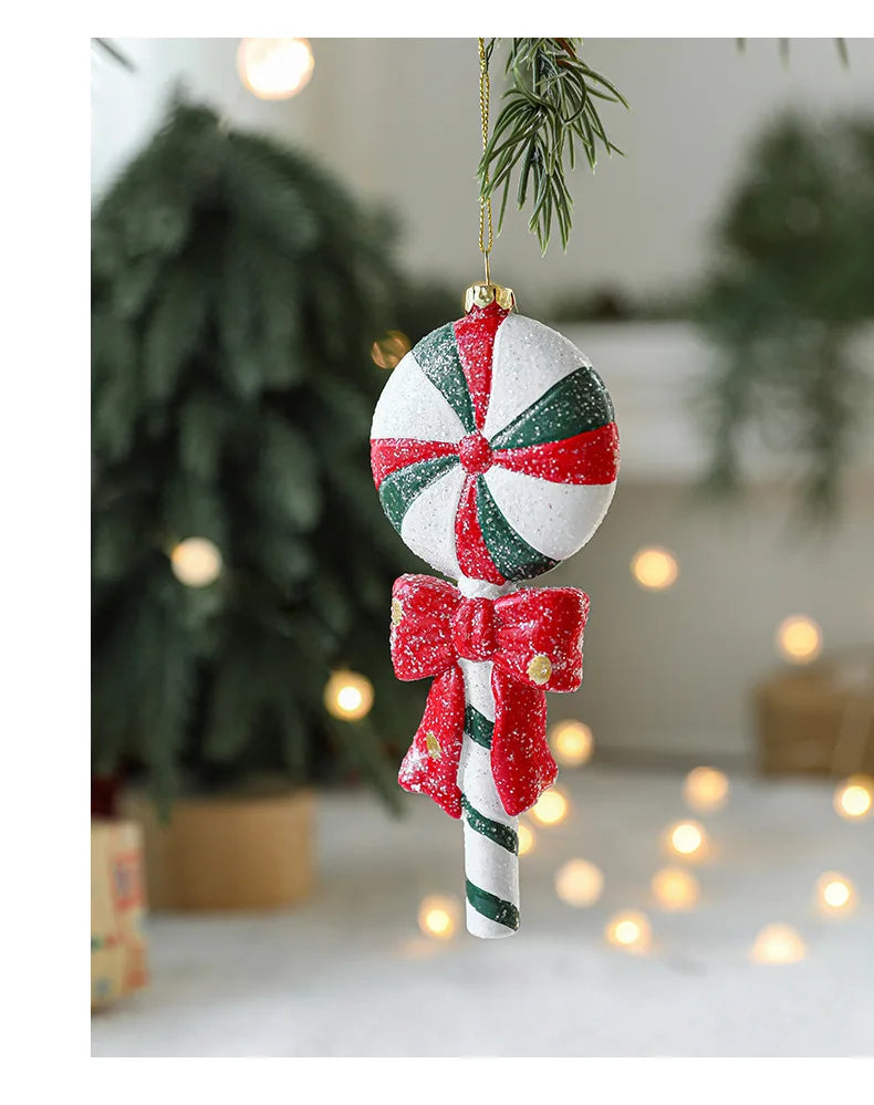 Charming Painted Wooden Christmas House Pendant - Image 25