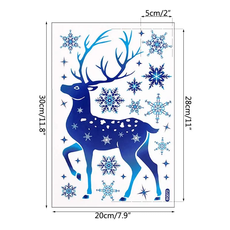 Festive Blue Deer Snowflake Window Stickers - Image 11