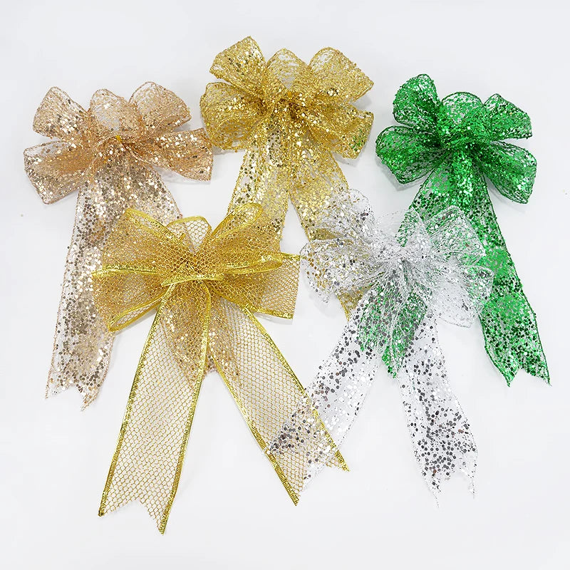 Festive Christmas Bow with Glittering Sequins