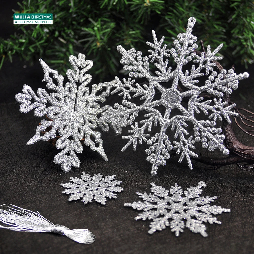 40Pcs Silver Glitter Snowflake Ornaments for Christmas - Image 12