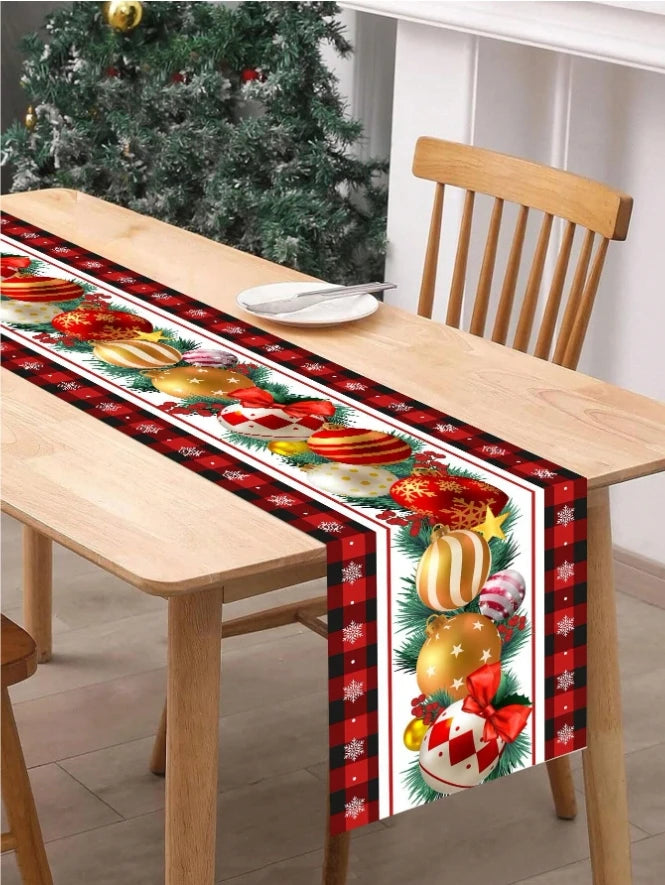 Christmas Poinsettia Linen Table Runner for Festive Decor - Image 11