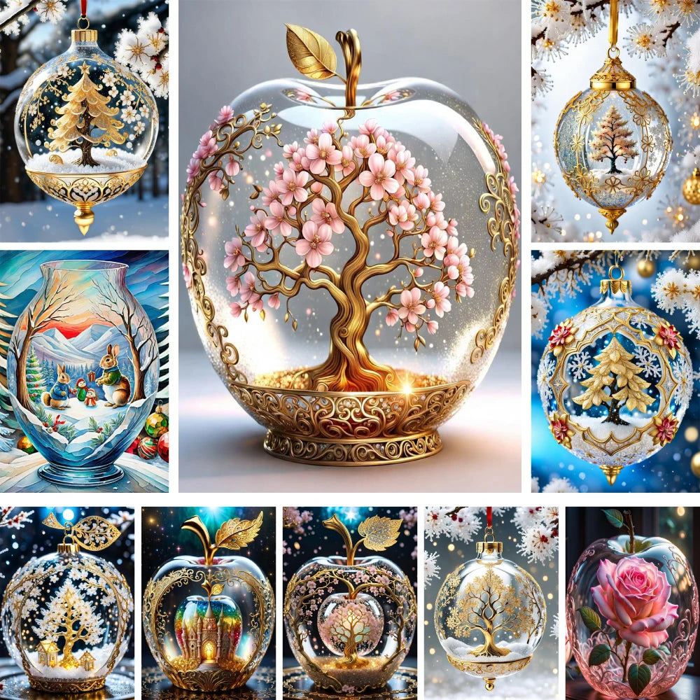 Festive Cross-Stitch Kit for Christmas Tree Decor