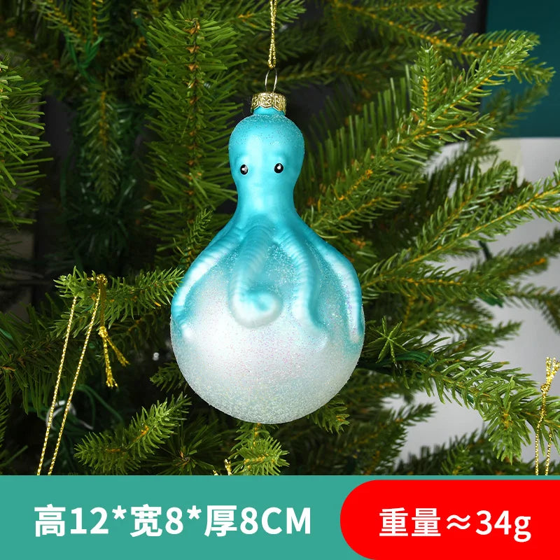 Christmas Marine Animal Glass Pendant Ornaments - Image 10