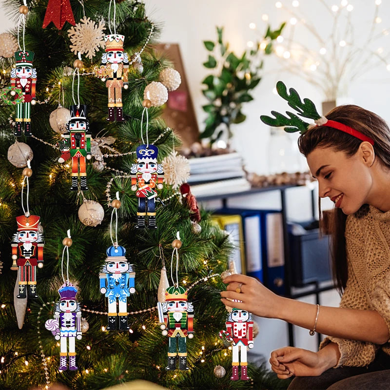 Festive Wooden Nutcracker Soldier Tree Ornaments - Image 35