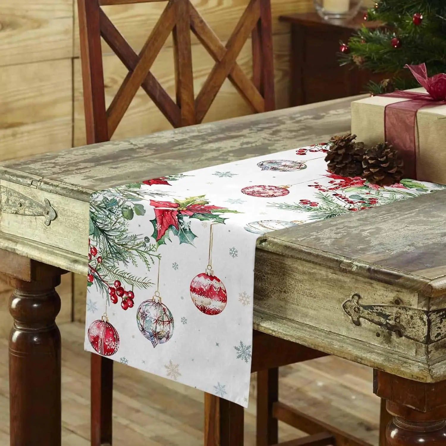 Charming Poinsettia Table Runner for Christmas Elegance - Image 4