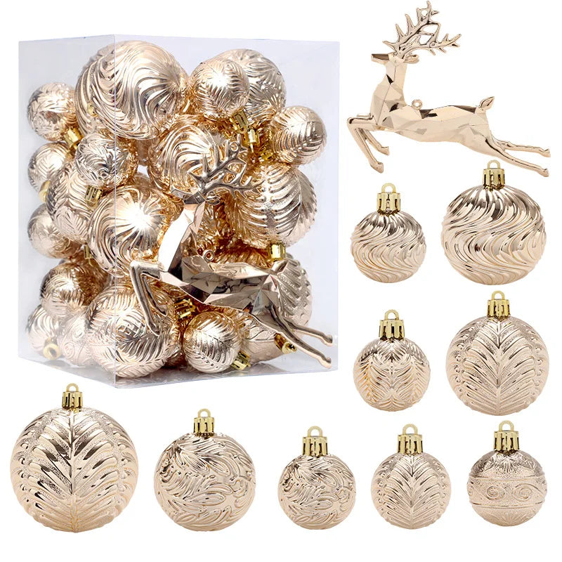 Champagne Gold Deer Christmas Ball Ornament - Image 2