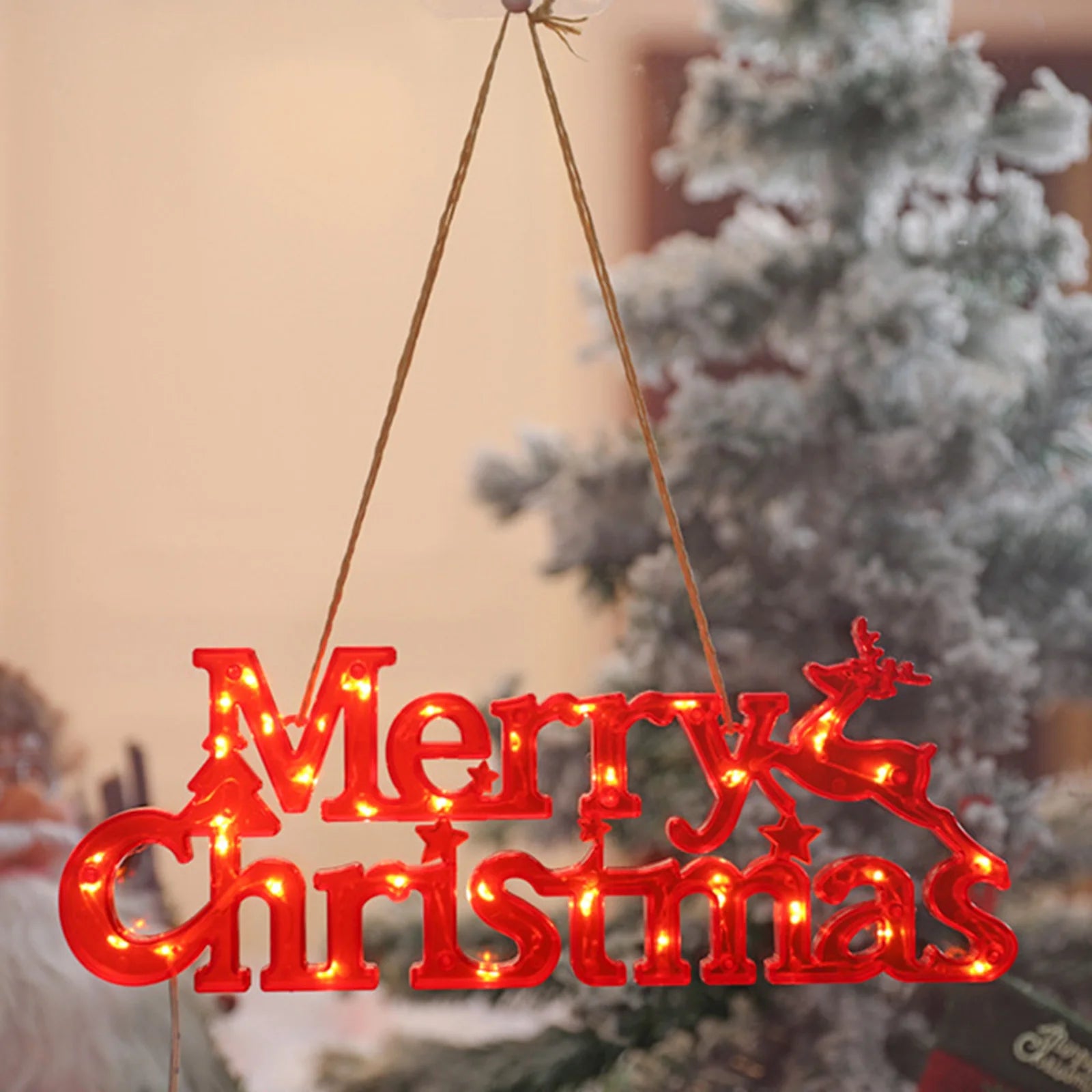 Festive LED Christmas Sign with Hanging Rope - Image 5