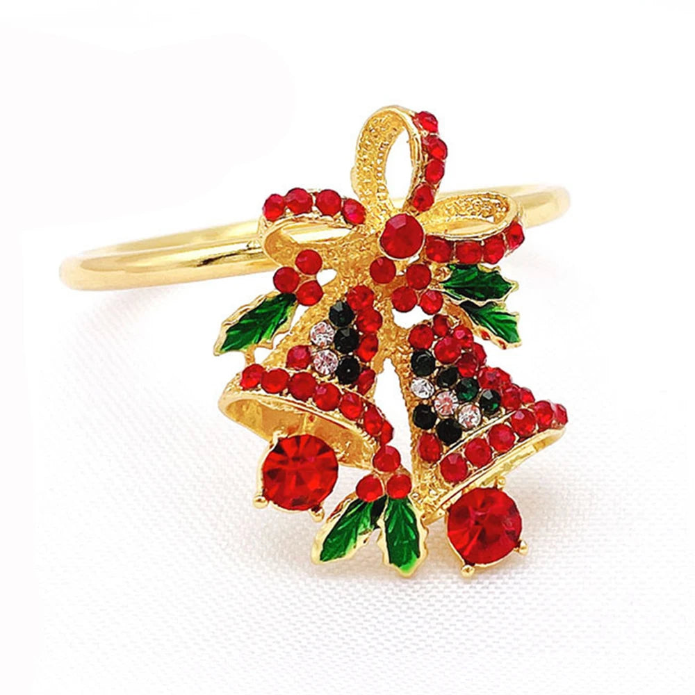 6 Festive Gold Christmas Napkin Rings Set - Image 11