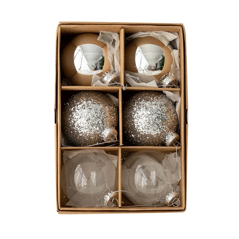 Elegant 6-Pc Glass Christmas Ball Ornaments Set - Image 4