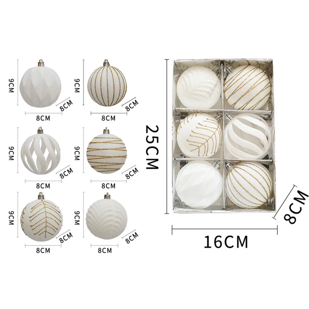 6PCS Flocking Christmas Ball Ornaments - Red & Green - Image 7