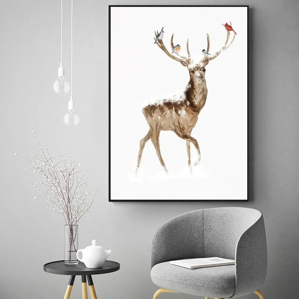 Charming Christmas Elk & Pine Tree Canvas Art - Image 8