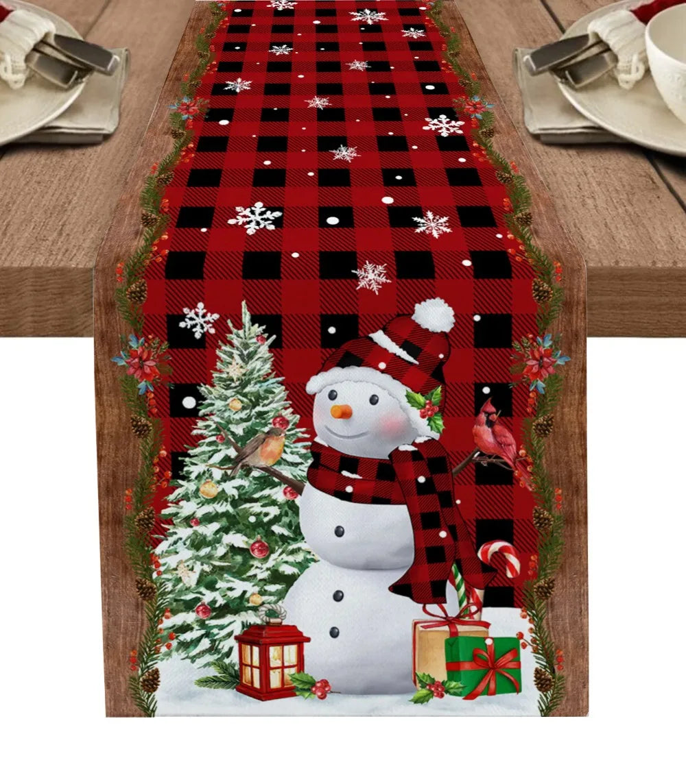 Charming Snowman Linen Table Runner for Christmas - Image 6