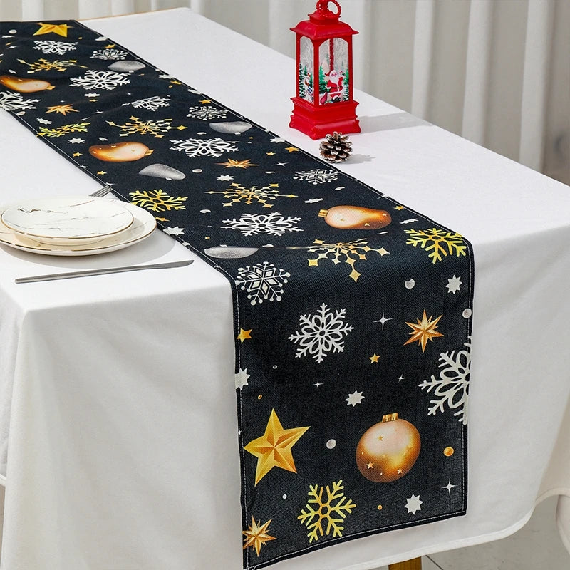 Merry Christmas Linen Table Runner for Festive Decor - Image 34