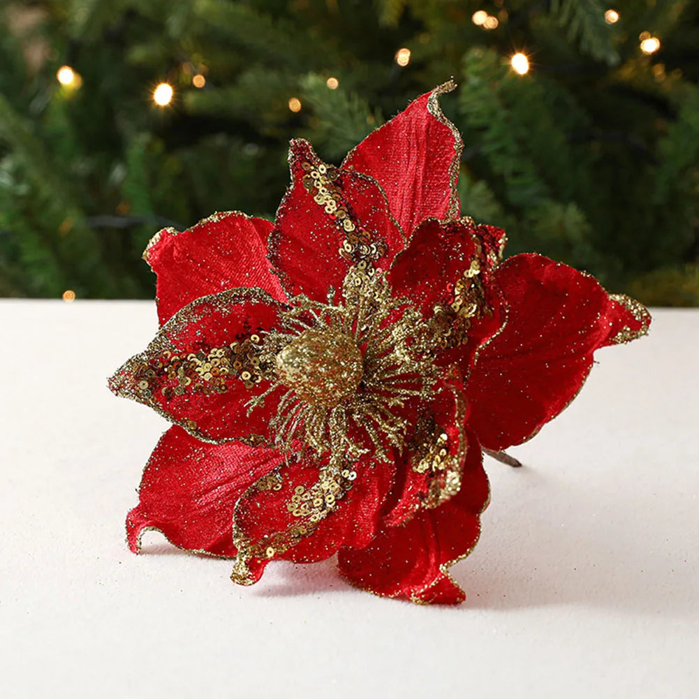 Sparkling Christmas Poinsettia Hanging Tree Decor - Image 35
