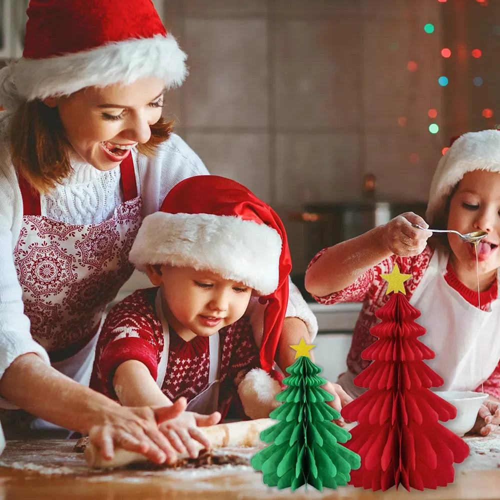 Festive Honeycomb Christmas Ornaments – Red & Green - Image 24