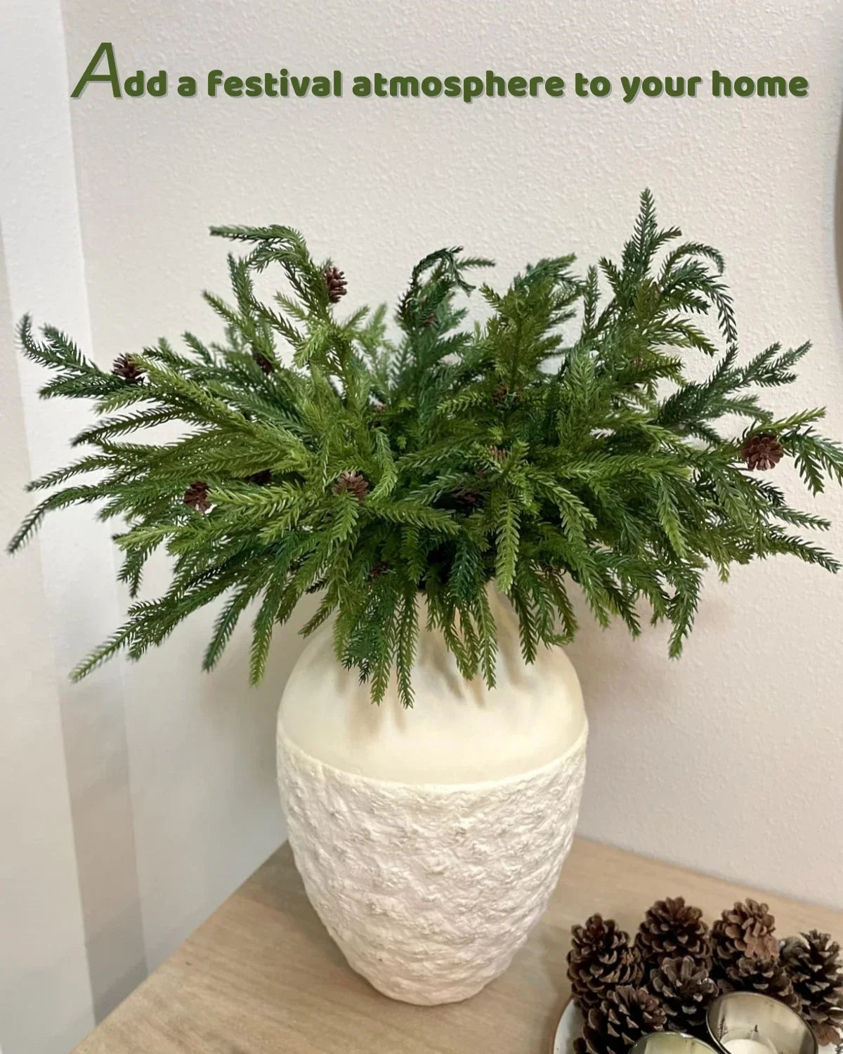 6-16PCS Christmas Pine Branches with Cones for DIY Decor - Image 2