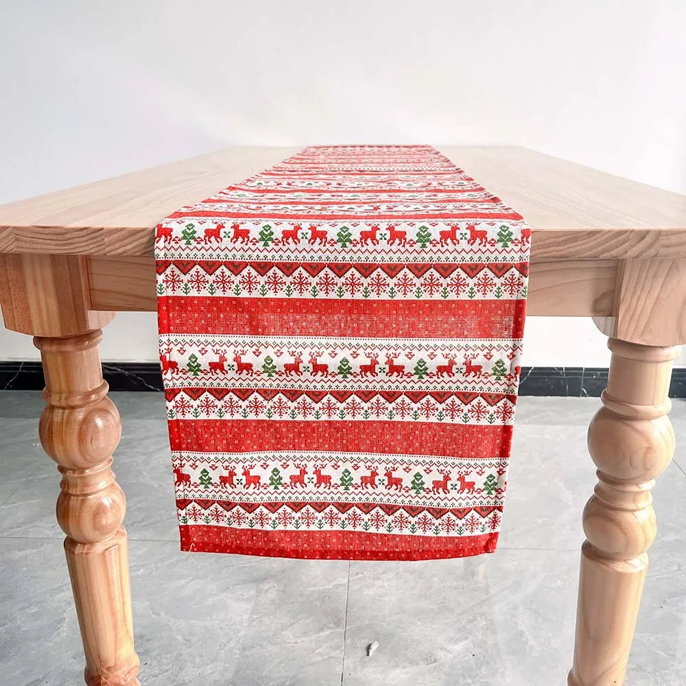Charming Elk Snow Christmas Table Runner Decor - Image 6