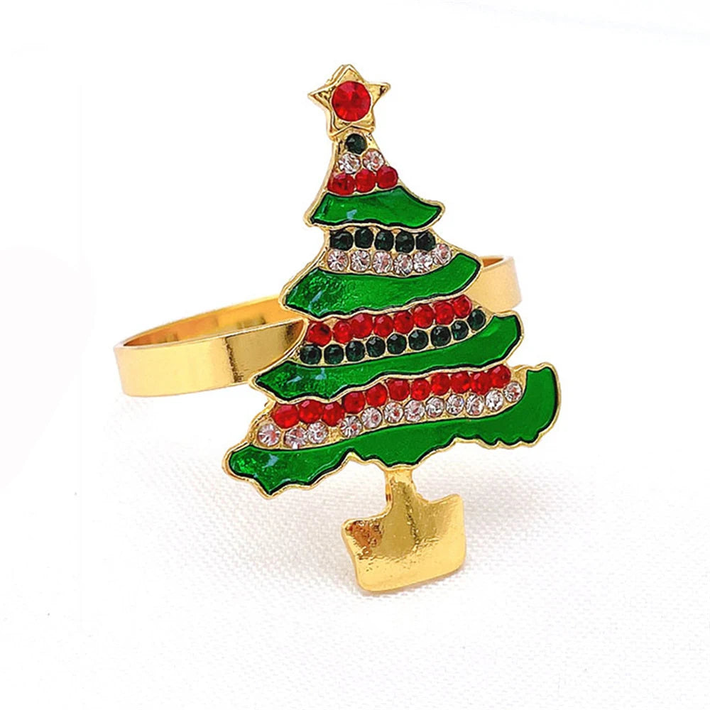 6 Festive Gold Christmas Napkin Rings Set - Image 24