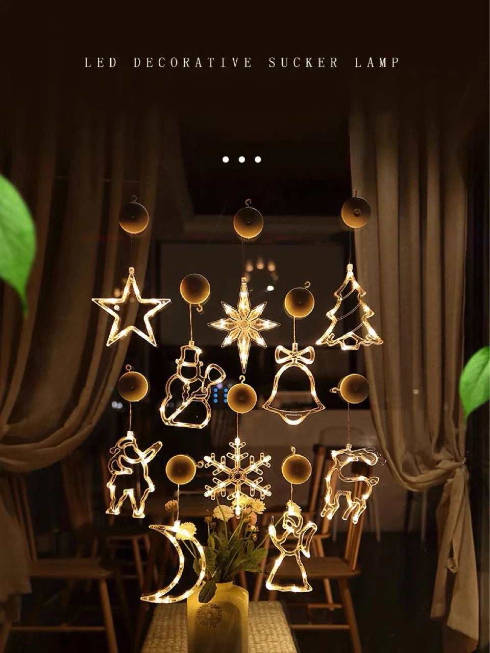 Shimmering Christmas Snowflake Santa Window Decor - Image 17
