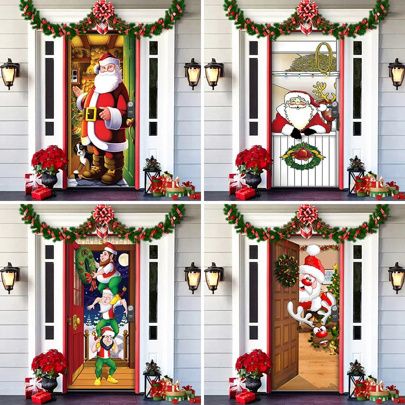 Festive Santa Gingerbread House Door Cover - Image 3