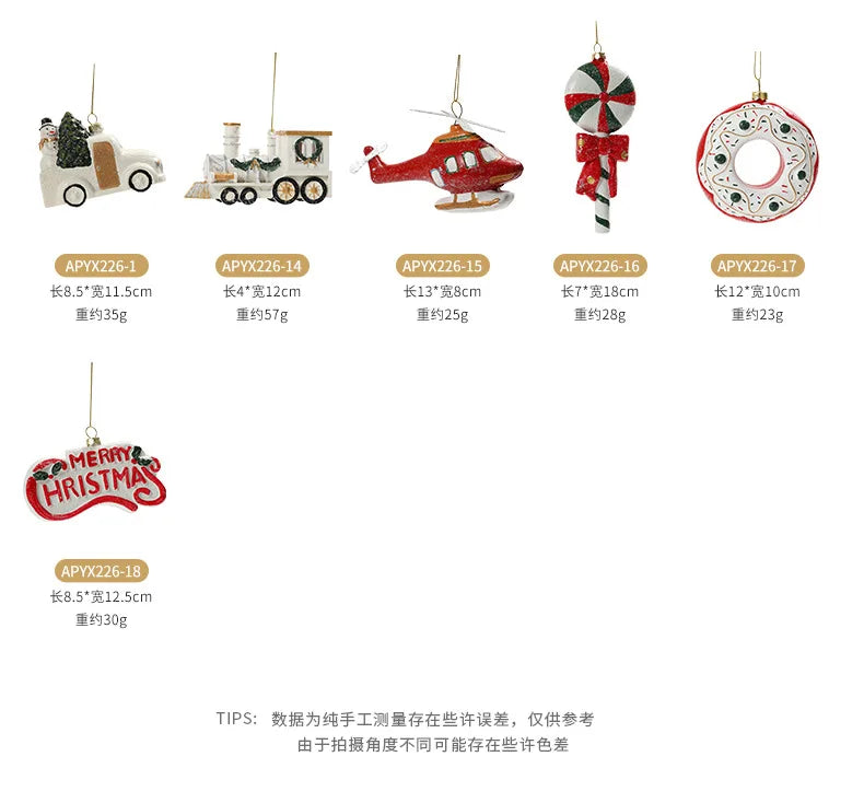 Charming Painted Wooden Christmas House Pendant - Image 22