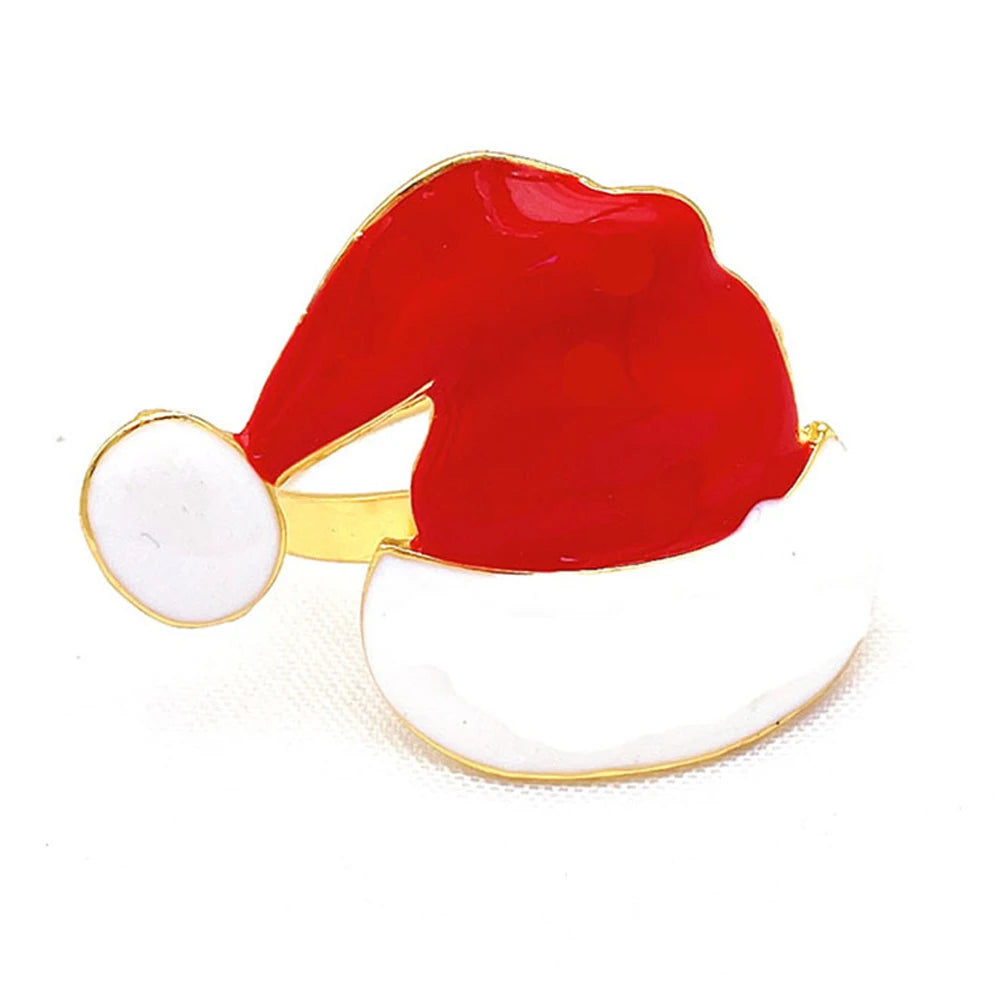 6 Festive Gold Christmas Napkin Rings Set - Image 5