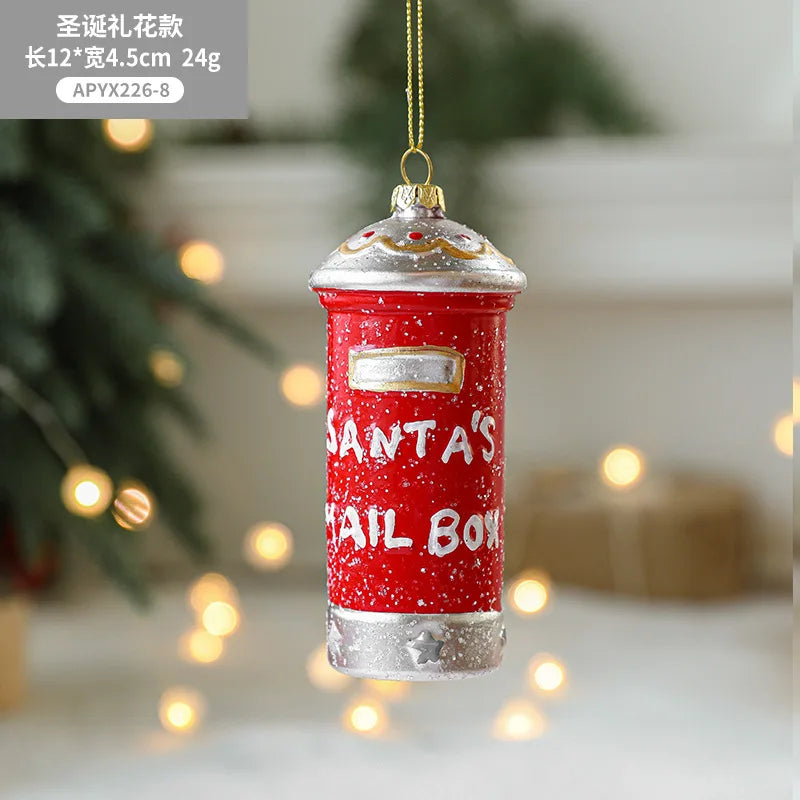 Charming Painted Wooden Christmas House Pendant - Image 13
