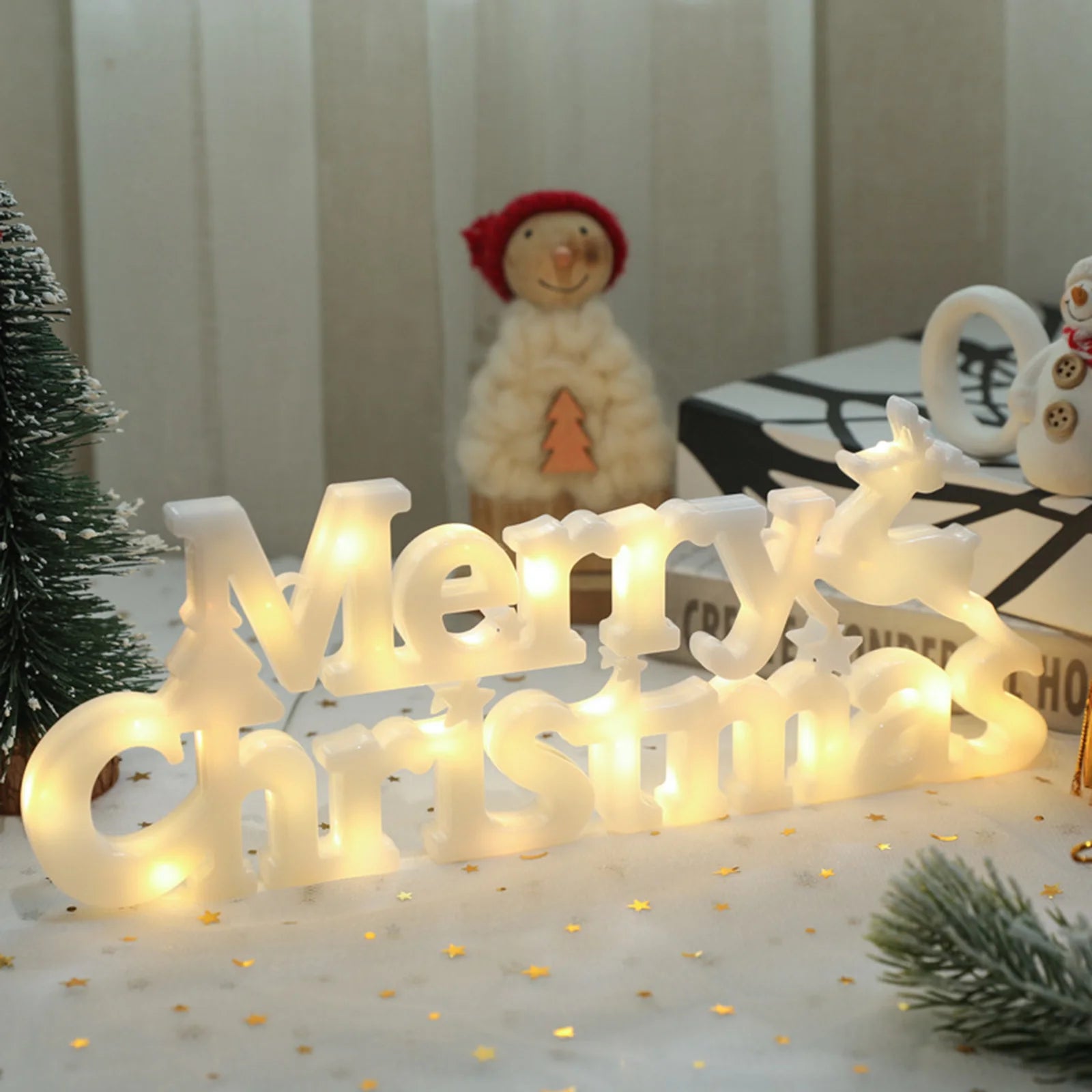 Festive LED Christmas Sign with Hanging Rope - Image 8