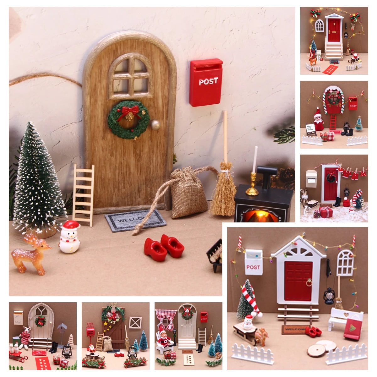 Enchanting Wooden Elf Door Kit for Christmas Decor - Image 5