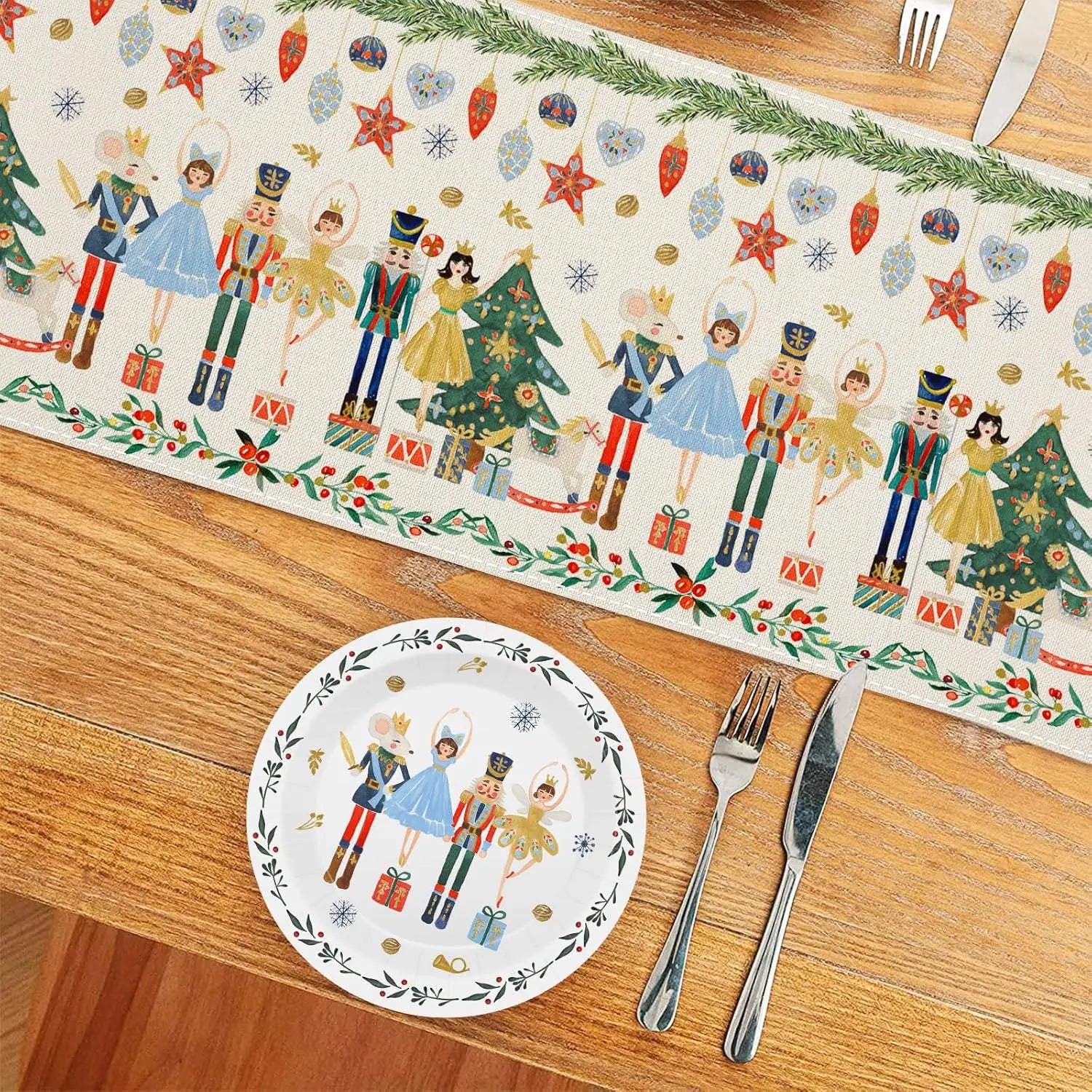 Festive Nutcracker Linen Table Runner for Christmas - Image 11