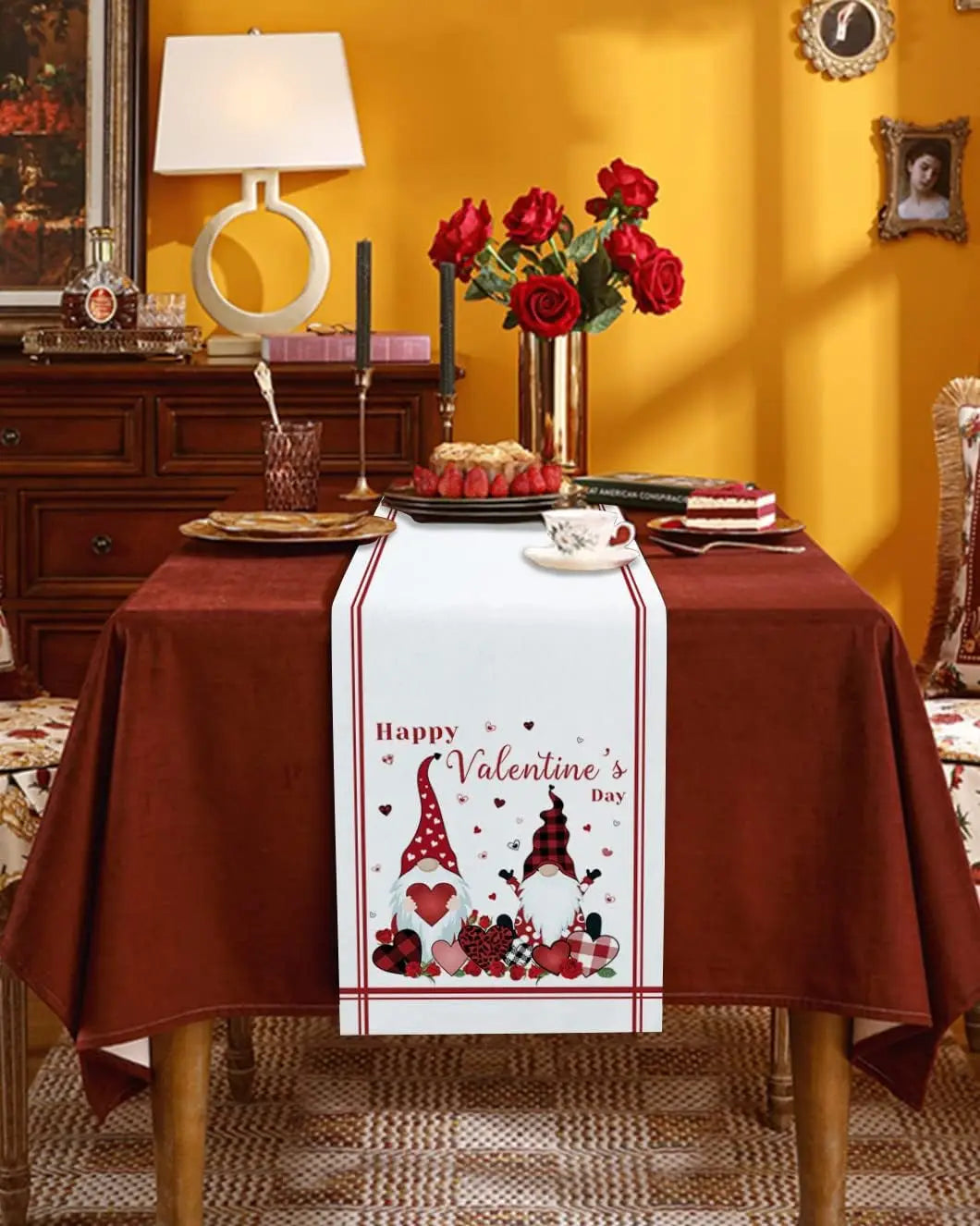 Festive Poinsettia & Eucalyptus Linen Table Runner - Image 10