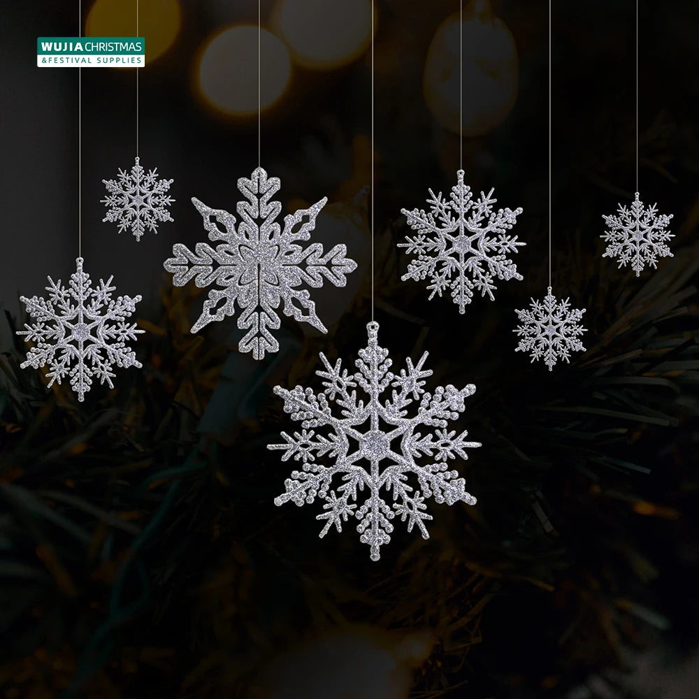 40Pcs Silver Glitter Snowflake Ornaments for Christmas - Image 3