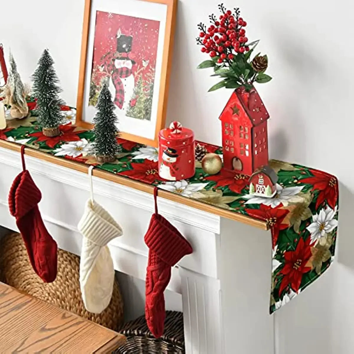 Festive Poinsettia Table Runner for Holiday Decor - Image 9