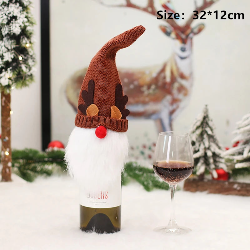 Festive Gnome Wine Bottle Cover for Christmas - Image 43