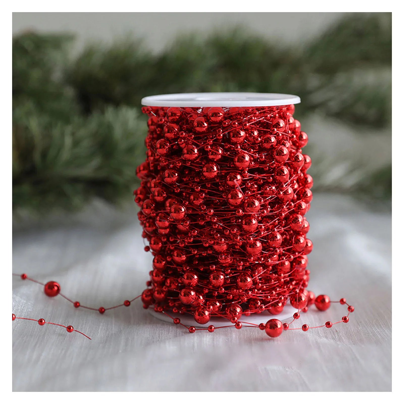 Festive 10m Christmas Tree Beads Garland Decor - Image 4