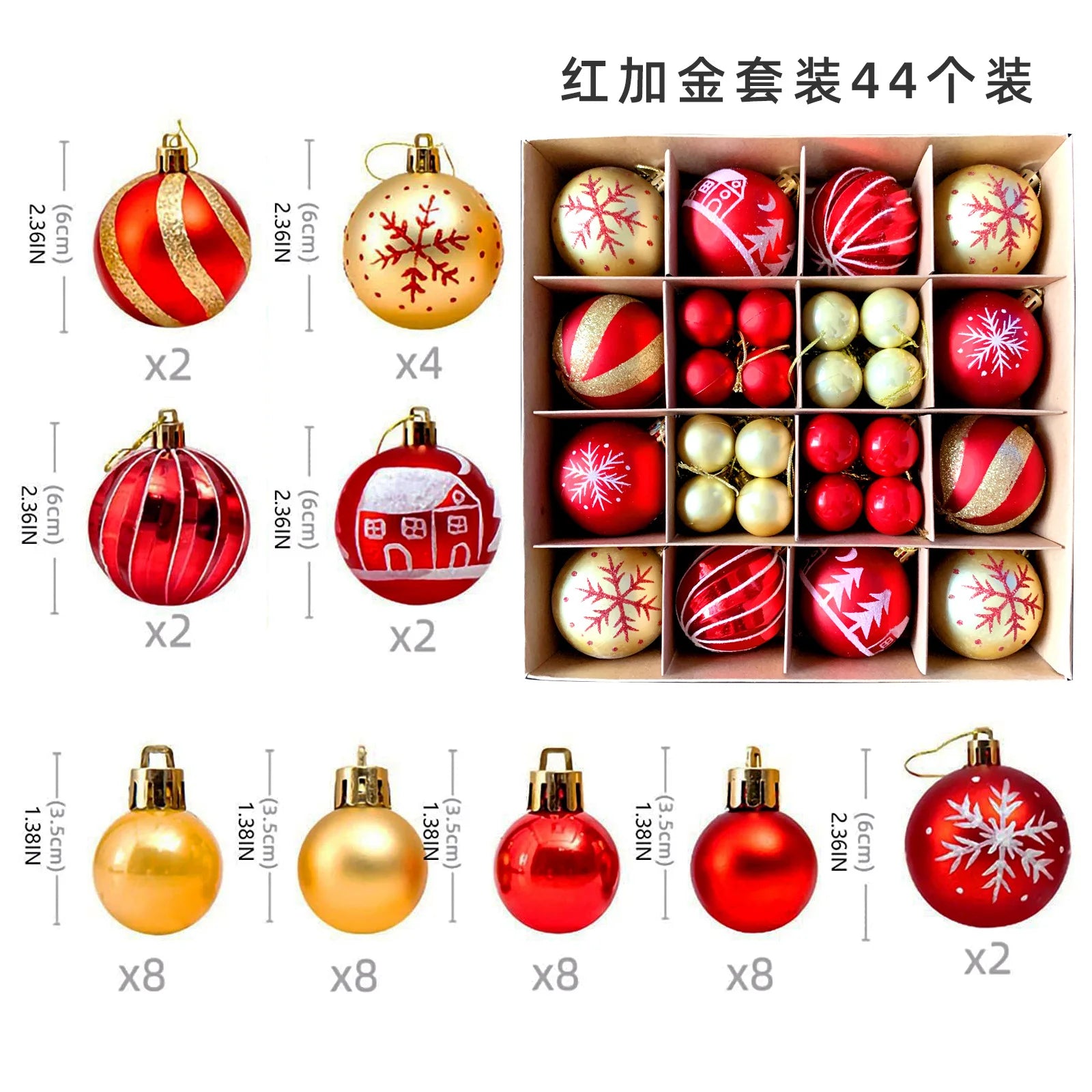 Large Golden Red Christmas Baubles for Festive Decor - Image 50