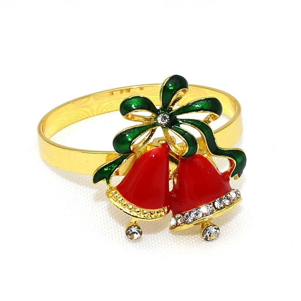 6 Festive Gold Christmas Napkin Rings Set - Image 8