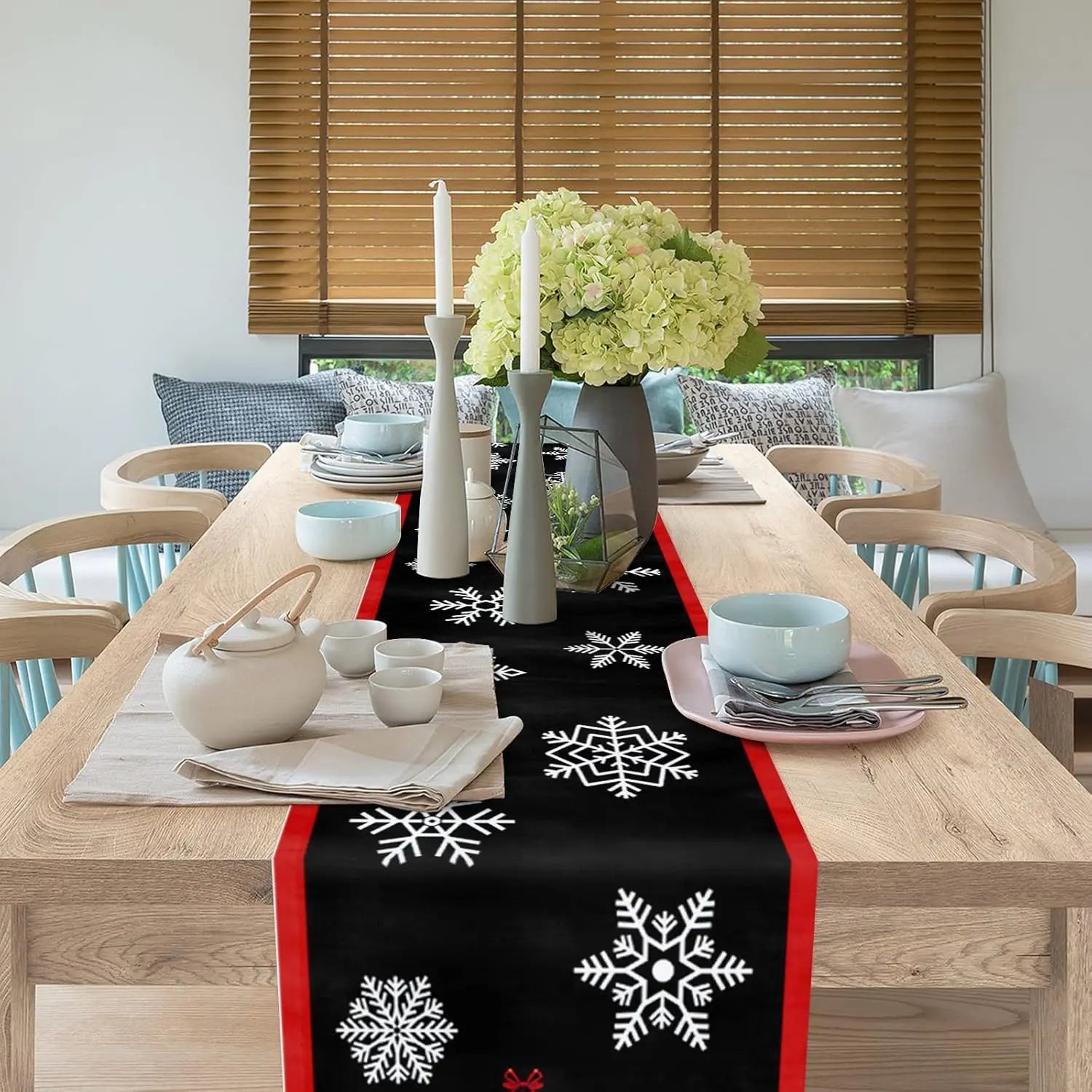 Festive Snowman Wooden Linen Table Runner - Image 26