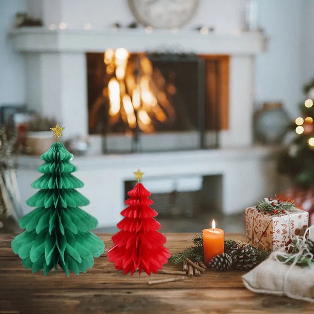 Festive Honeycomb Christmas Ornaments – Red & Green - Image 25
