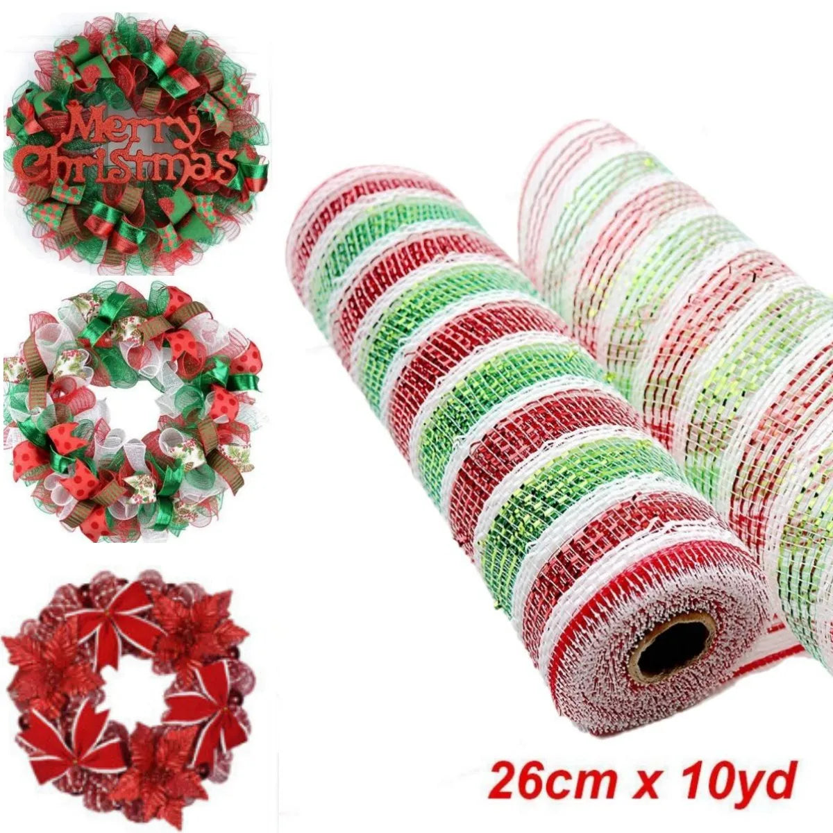 Festive 26CM Mesh Ribbon for Christmas Decor - Image 3