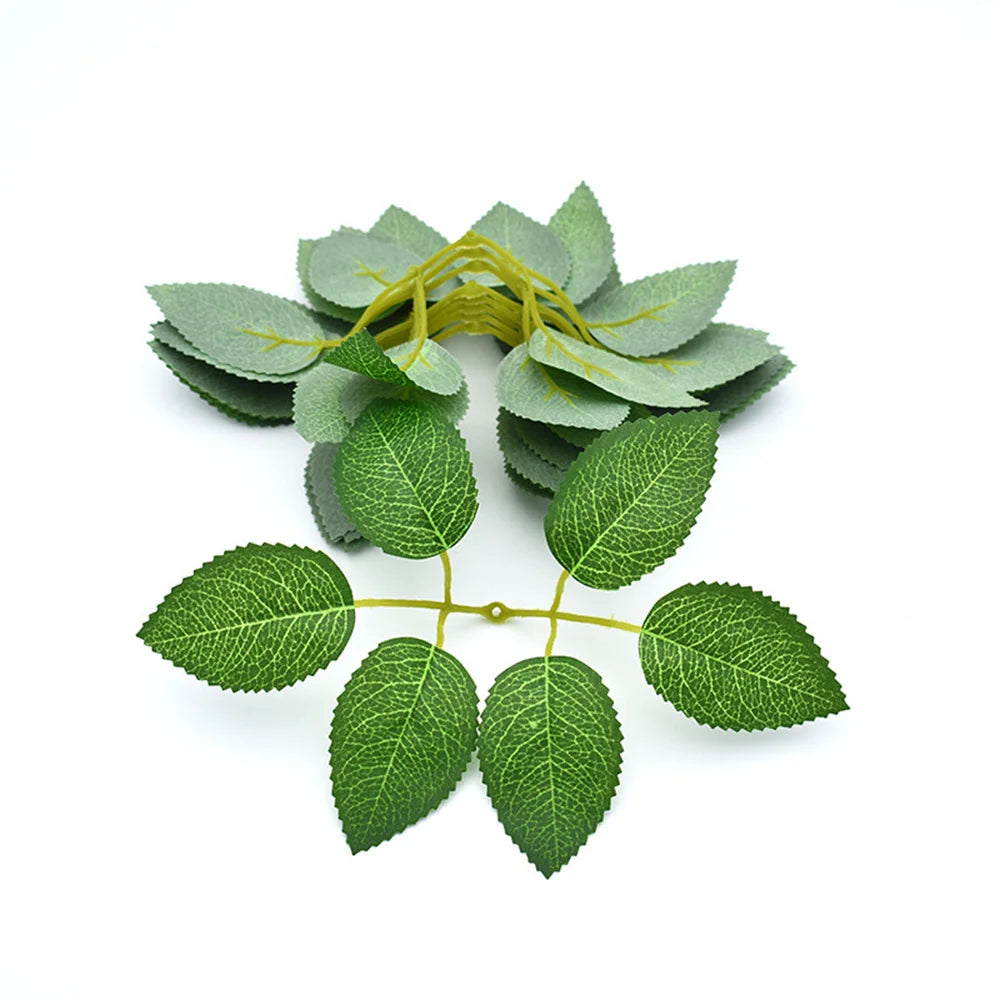 Elegant Silk Rose Leaves for Christmas Decor - Image 4