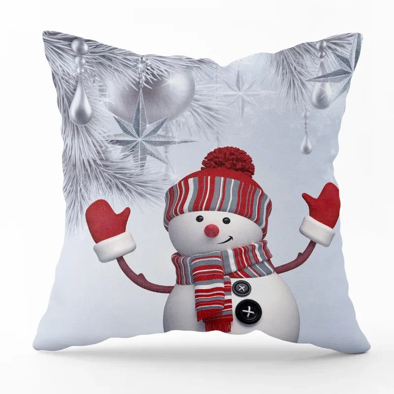 Festive Santa Claus Snowman Decorative Pillow Cover - Image 4