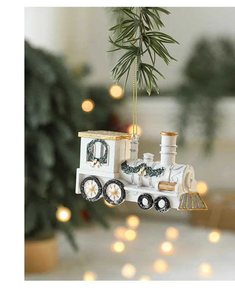 Charming Painted Wooden Christmas House Pendant - Image 31
