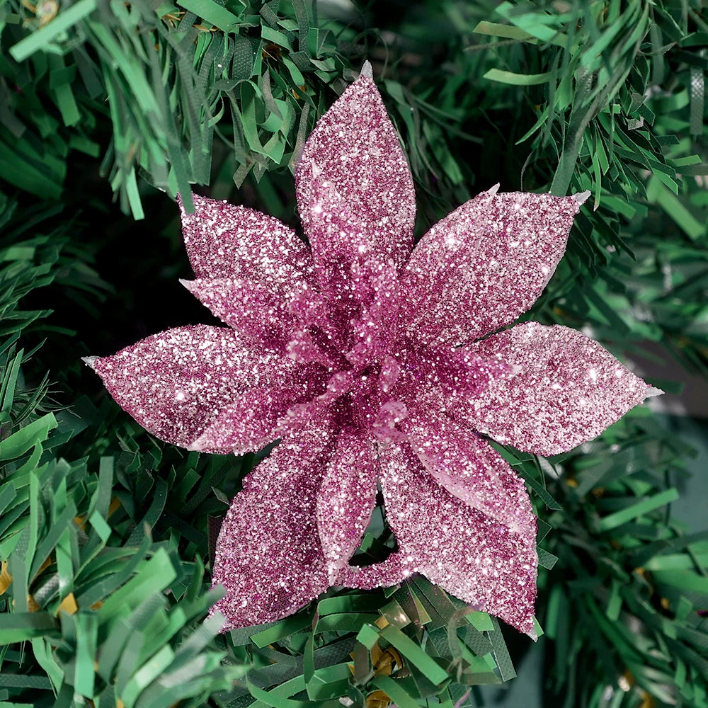 Sparkling Holiday Flower Ornaments for Trees - Image 10