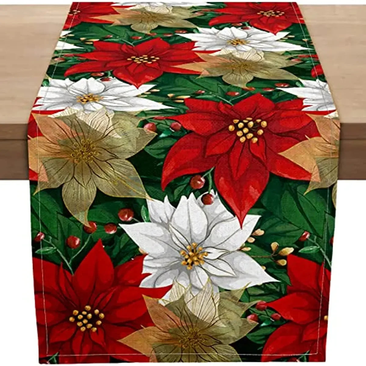 Festive Poinsettia Table Runner for Holiday Decor - Image 7