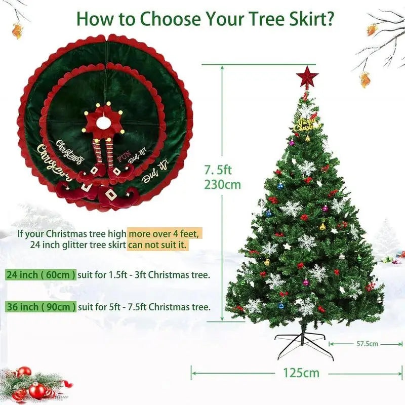 Festive Red & Green Fairy Leg Tree Skirt - Image 5