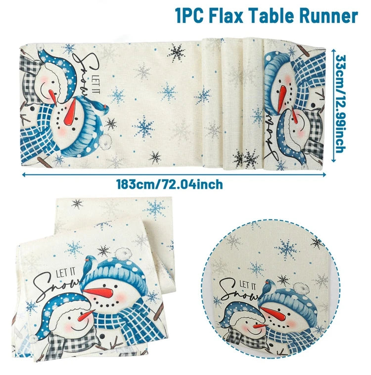 Merry Christmas Linen Table Runner for Festive Decor - Image 12