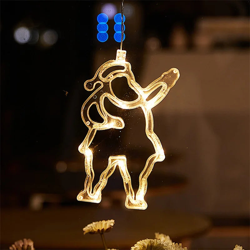 Shimmering Christmas Snowflake Santa Window Decor - Image 8