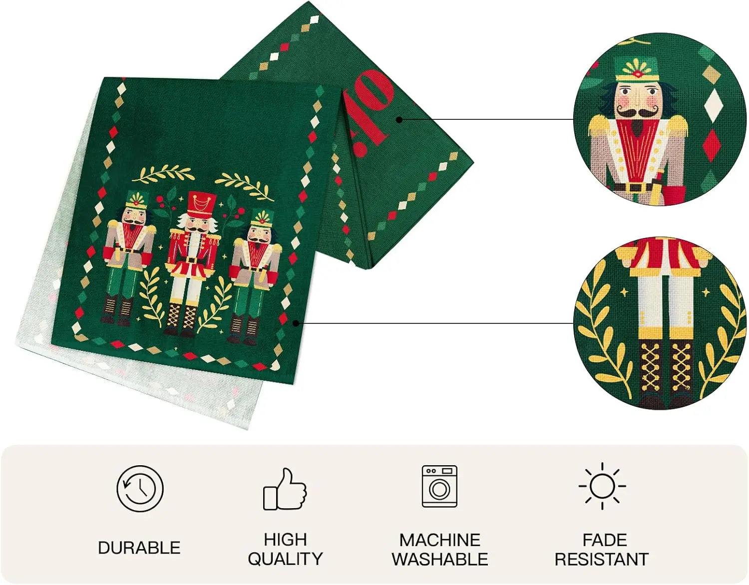 Festive Nutcracker Linen Table Runner for Christmas - Image 5