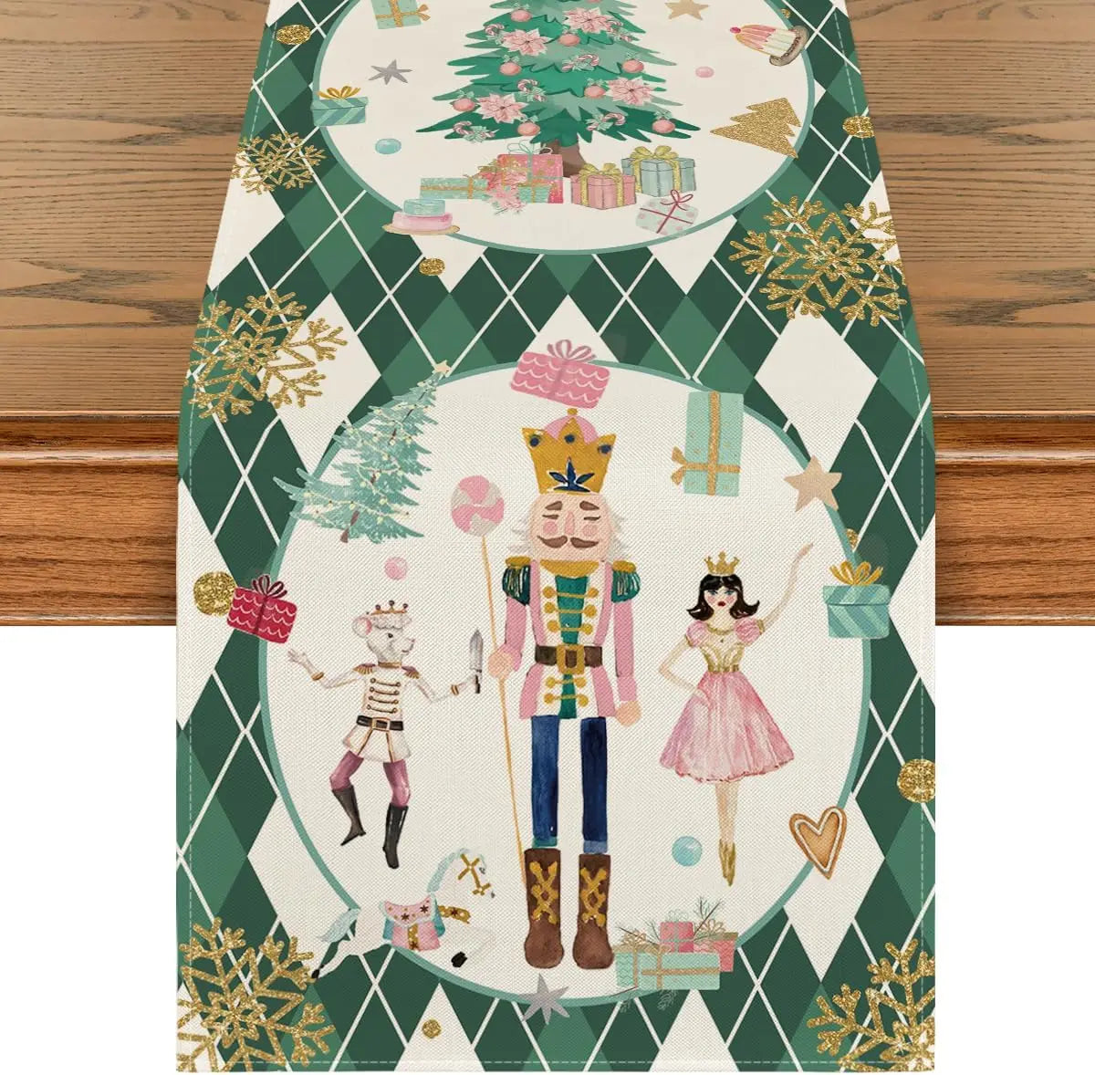 Festive Red Plaid Nutcracker Table Runner - Image 2